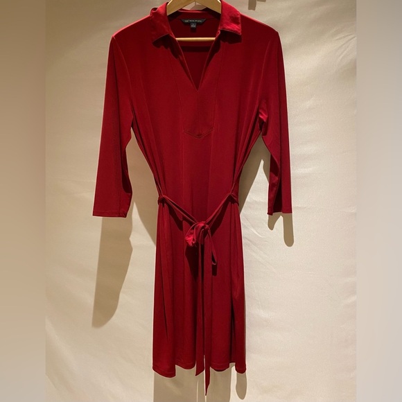 Brooks Brothers Burgundy Tie-Waist Knit Dress, size L - Picture 1 of 7